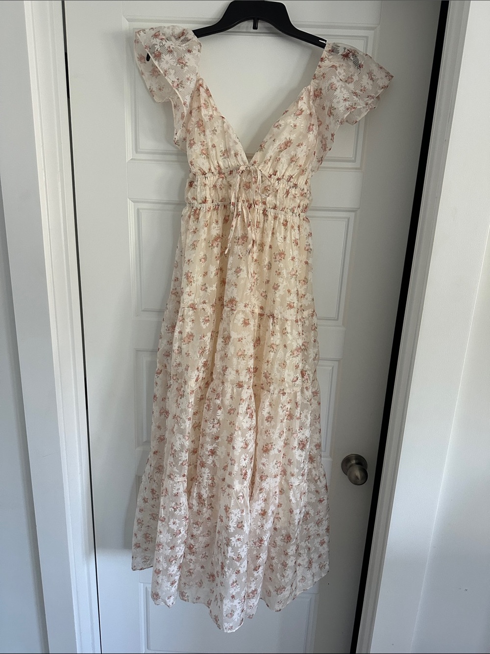 Altar'd State Cream Maxi Dress with Pink Floral Print